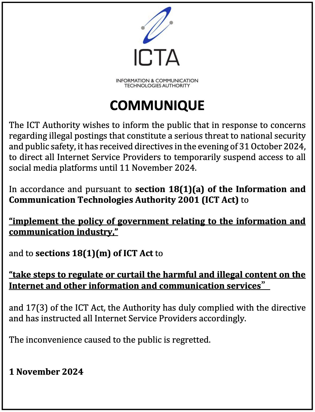 ICTA Communication
